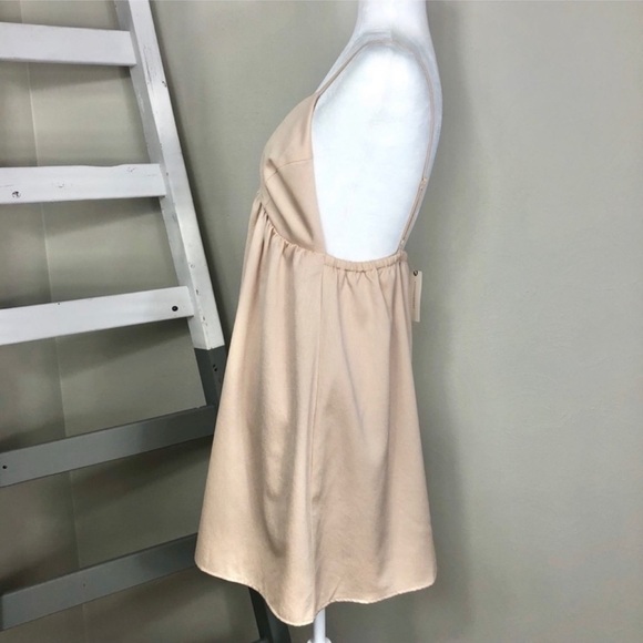 Anthropologie Harlyn Nude Satin Babydoll A-Line Mini Dress Large Size L - Picture 9 of 11